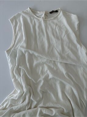Invee Women’s Silk Viscose Blend Long Tunic Dress Ecru Size 2 Breathable Soft
